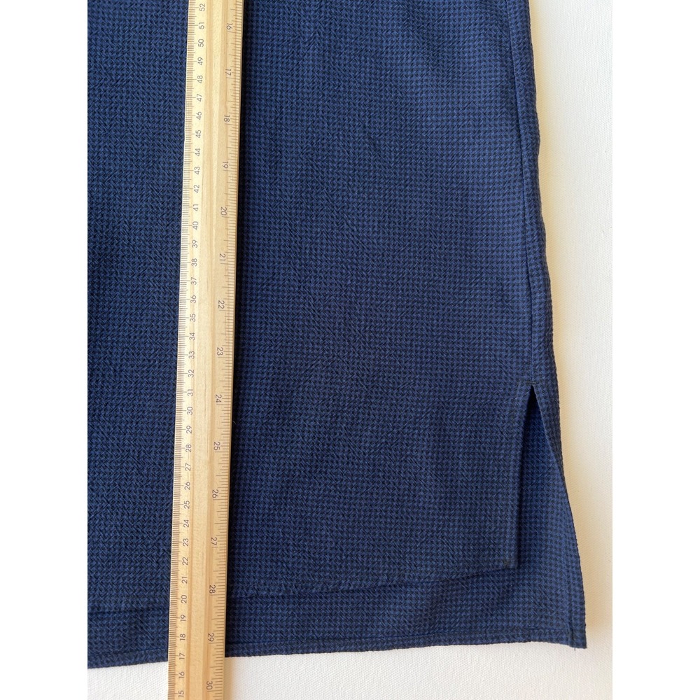 Eileen Fisher Set Womens M/L Mandarin Collar Wide Leg Culottes Pants Blue Black - Picture 4 of 15